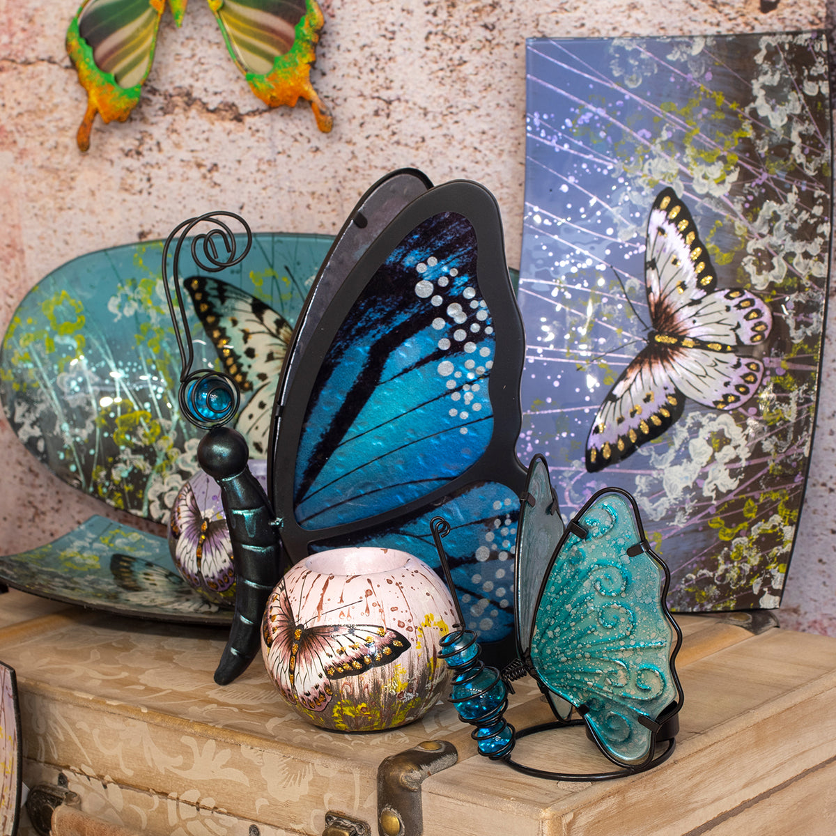 Porta-velas borboleta 3 Dif.