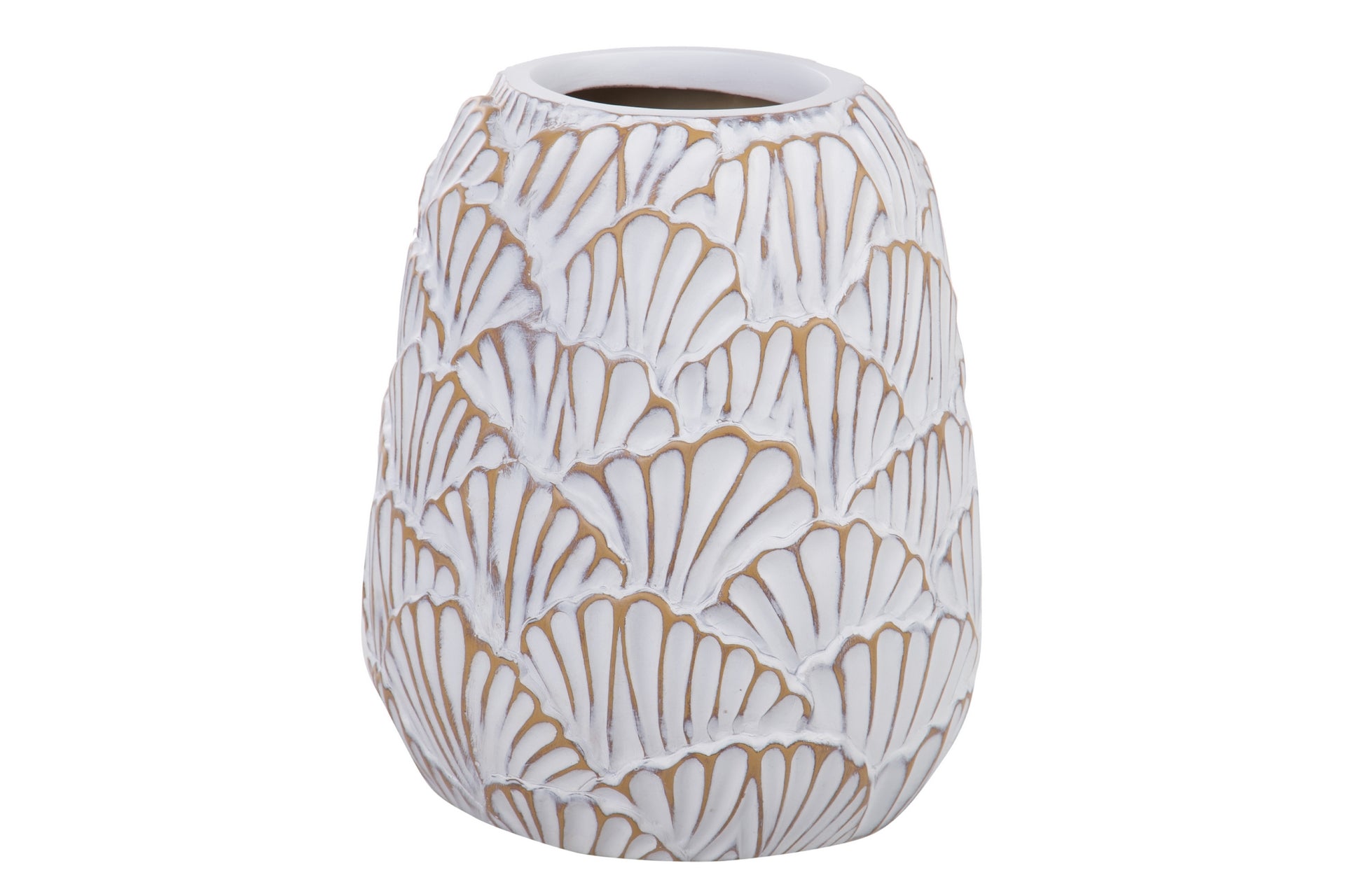 FLORERO RESINA BLANCO MARRON 22x22x25 CM