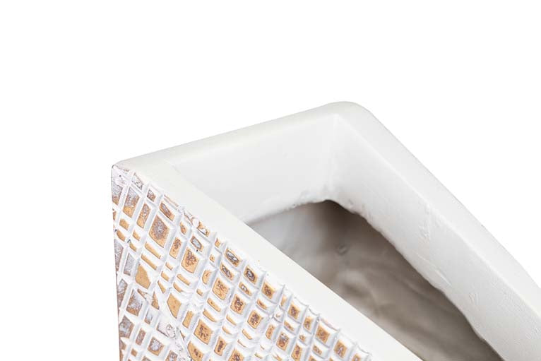 BROWN WHITE GEOMETRIC RESIN VASE 19x12x44CM