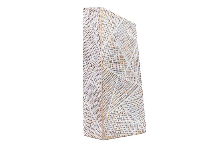 FLORERO RESINA MARRON BLANCO GEOMETRICO 19x12x44CM