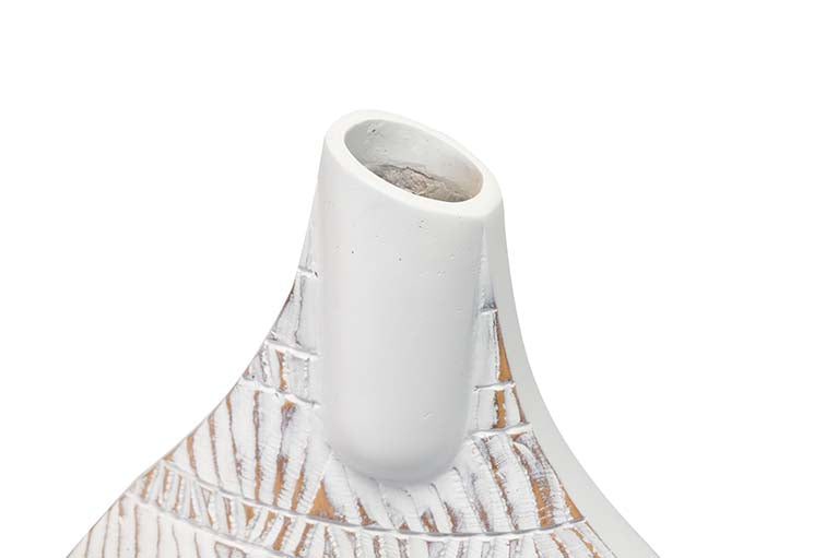 JARRON RESINA BLANCO RELIEVE 31X12X47 CM