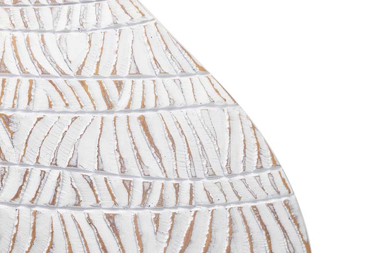 JARRON RESINA BLANCO RELIEVE 31X12X47 CM