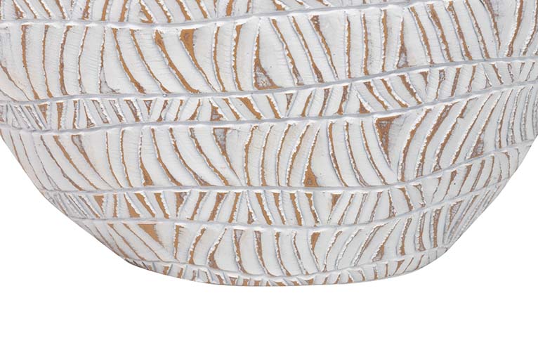 JARRON RESINA BLANCO RELIEVE 31X12X47 CM