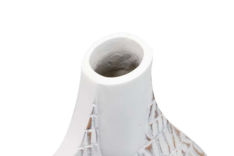 JARRON RESINA BLANCO RELIEVE 31X12X47 CM