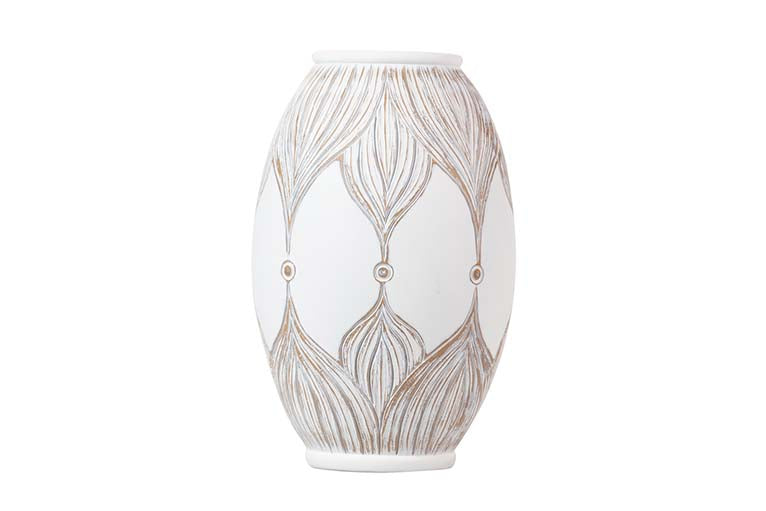 JARRON RESINA BLANCO MARRON 22x22x36 CM