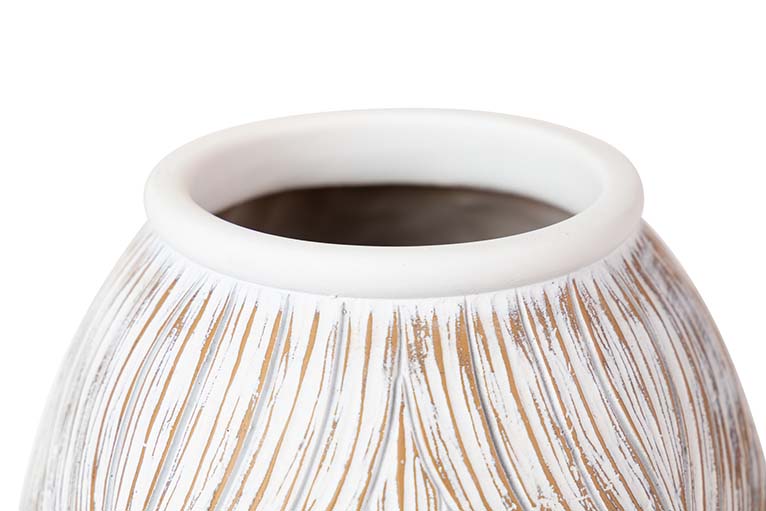 WHITE BROWN RESIN VASE 22x22x36 CM