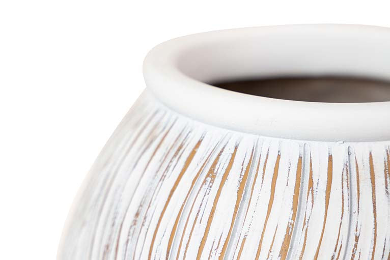 WHITE BROWN RESIN VASE 22x22x36 CM