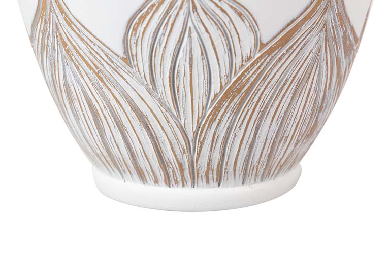 JARRON RESINA BLANCO MARRON 22x22x36 CM