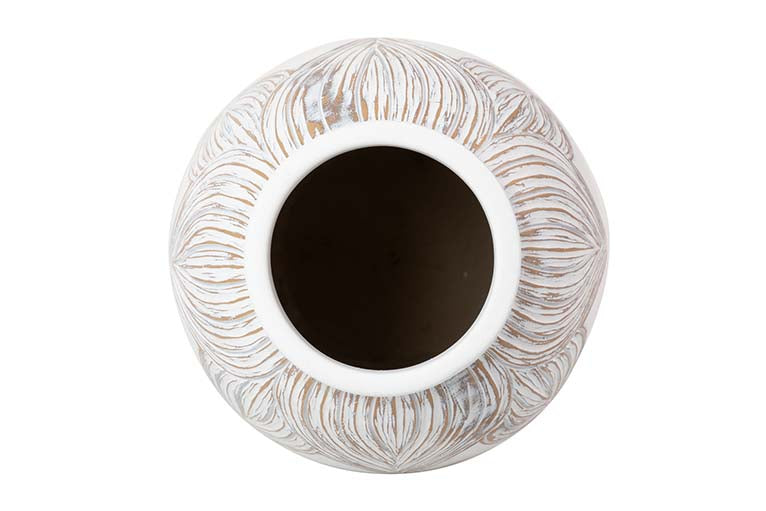 JARRON RESINA BLANCO MARRON 22x22x36 CM