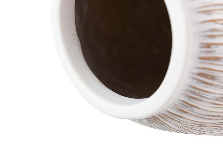 WHITE BROWN RESIN VASE 22x22x36 CM