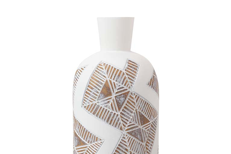 JARRON RESINA BLANCO MARRON 15x15x60 CM