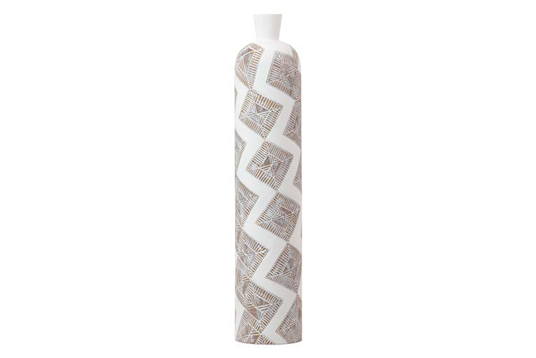 JARRON RESINA BLANCO MARRON 16x16x76 CM