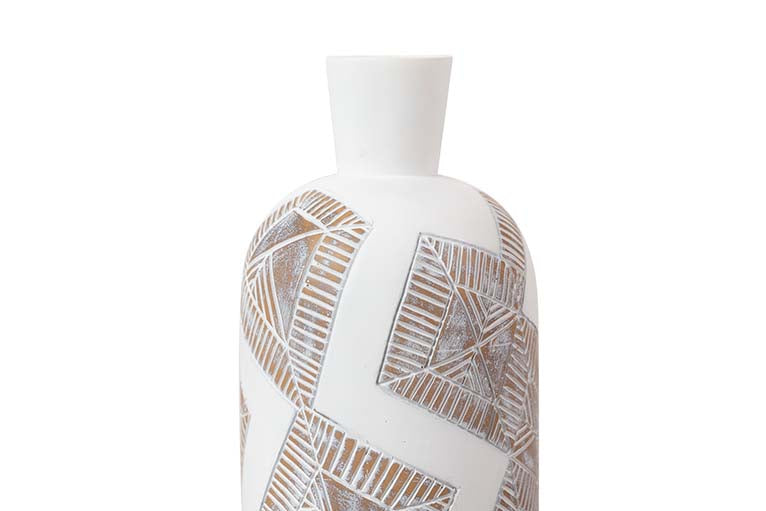 JARRON RESINA BLANCO MARRON 16x16x76 CM