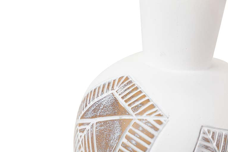 JARRON RESINA BLANCO MARRON 16x16x76 CM