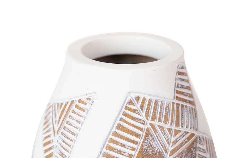 JARRON RESINA BLANCO MARRON 18x18x43 CM