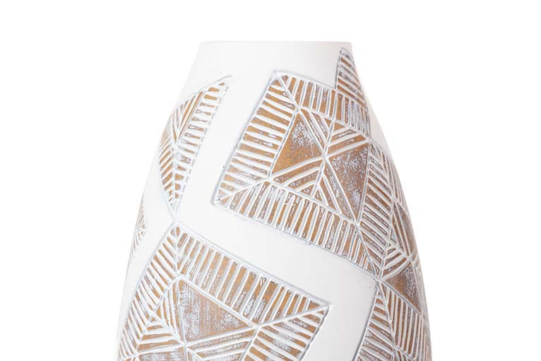 JARRON RESINA BLANCO MARRON 18x18x43 CM