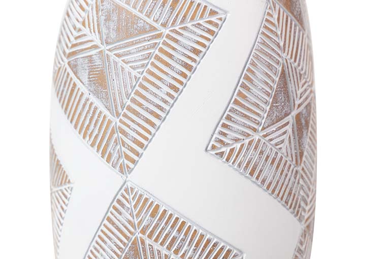 WHITE BROWN RESIN VASE 18x18x43 CM