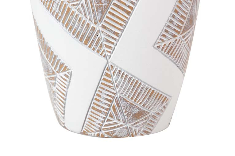 WHITE BROWN RESIN VASE 18x18x43 CM