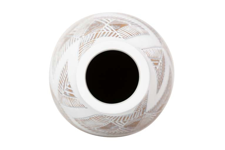 WHITE BROWN RESIN VASE 18x18x43 CM