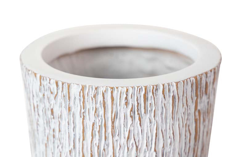 WHITE BROWN RESIN VASE 18x18x35 CM