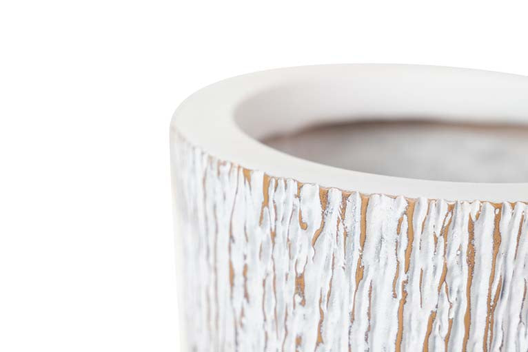 JARRON RESINA BLANCO MARRON 18x18x35 CM