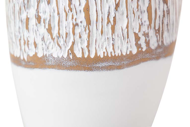 JARRON RESINA BLANCO MARRON 18x18x35 CM