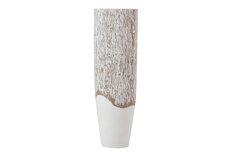 JARRON RESINA BLANCO MARRON 19x19x60 CM