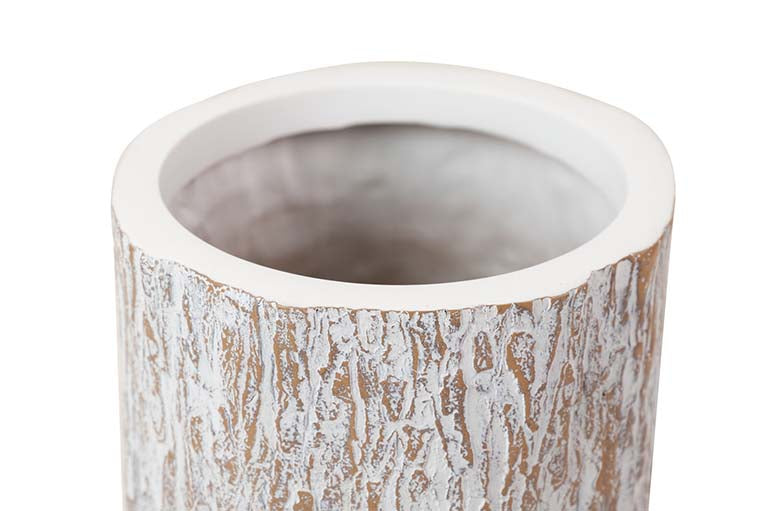 JARRON RESINA BLANCO MARRON 19x19x60 CM