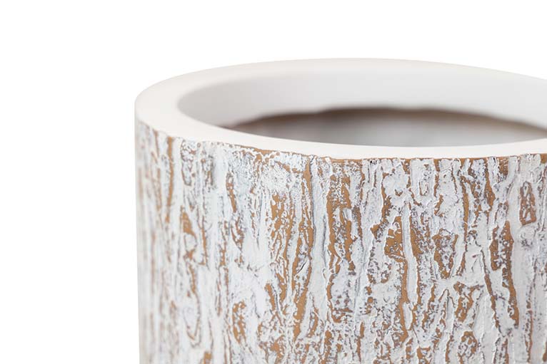 JARRON RESINA BLANCO MARRON 19x19x60 CM