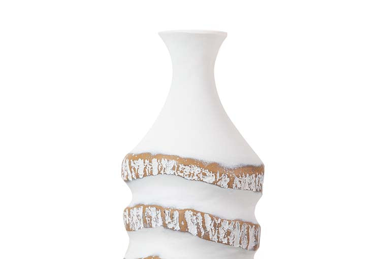 JARRON RESINA BLANCO MARRON 18x18x107 CM