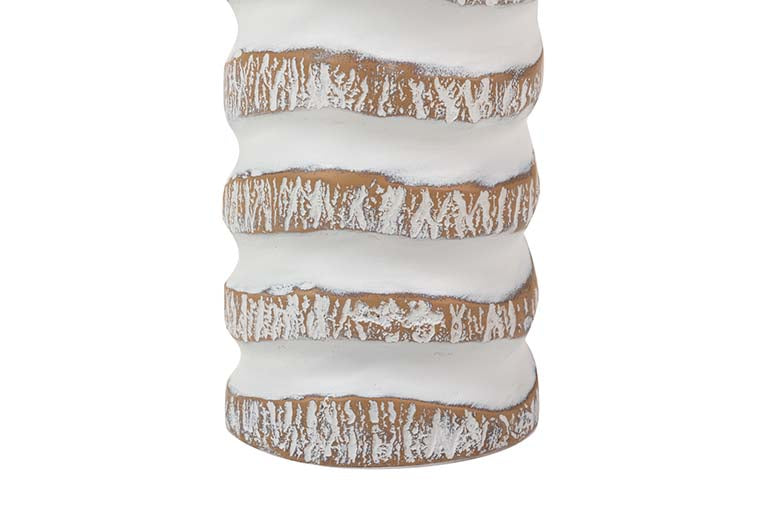 JARRON RESINA BLANCO MARRON 18x18x107 CM