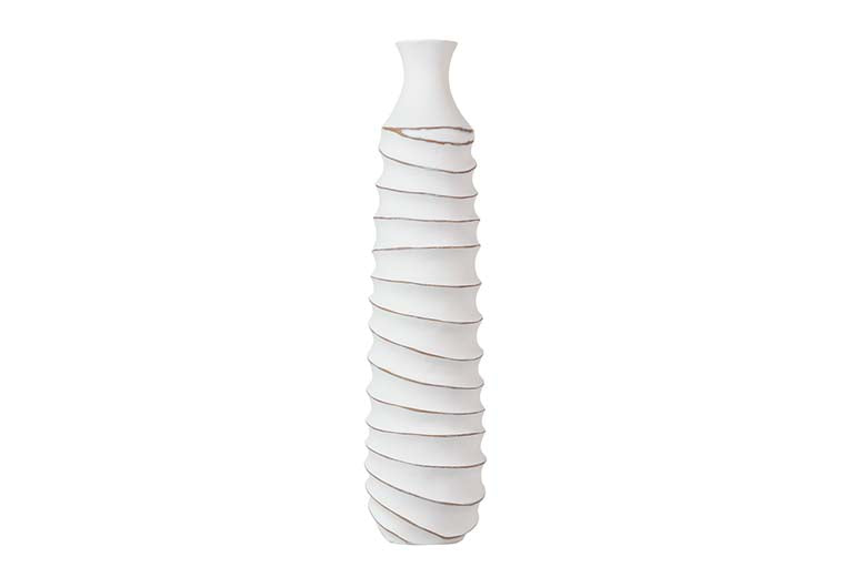 JARRON RESINA BLANCO MARRON 15x15x60 CM