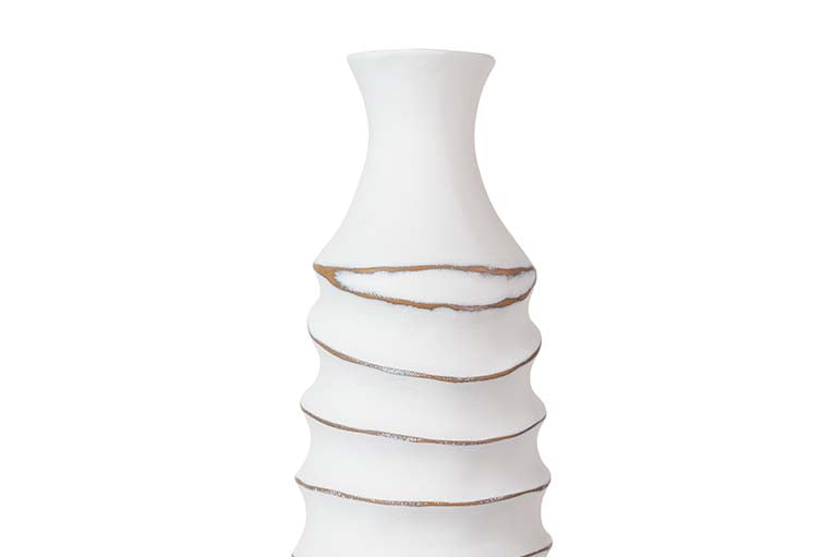 JARRON RESINA BLANCO MARRON 15x15x60 CM