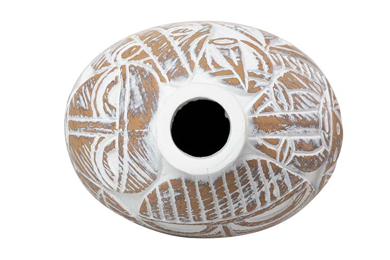 JARRON RESINA DORADO BLANCO 15x11x37 CM