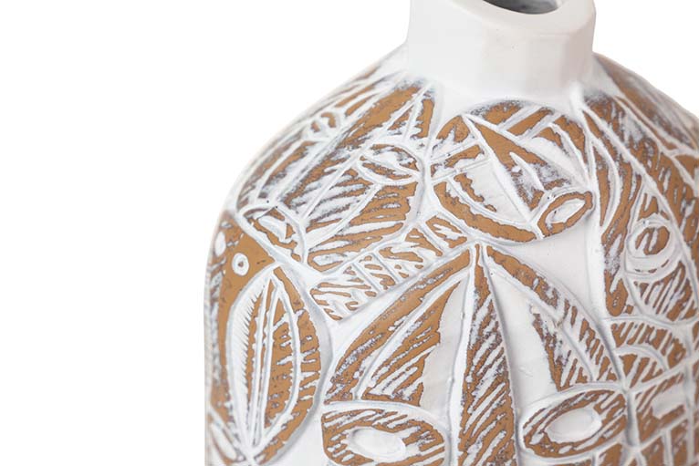 WHITE GOLD RESIN VASE 15x11x37 CM