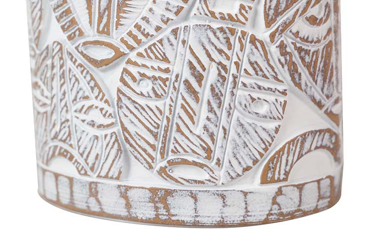 JARRON RESINA DORADO BLANCO 15x11x37 CM