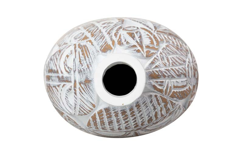 JARRON RESINA DORADO BLANCO 15x11x48 CM