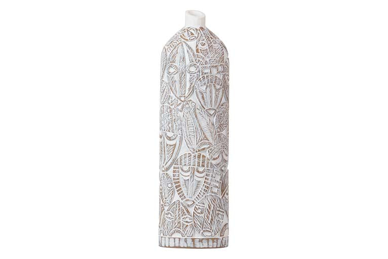 JARRON RESINA DORADO BLANCO 15x11x48 CM