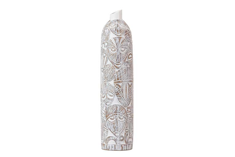 JARRON RESINA DORADO BLANCO 15x11x48 CM