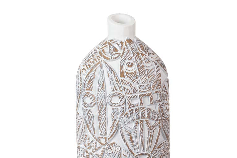 JARRON RESINA DORADO BLANCO 15x11x48 CM