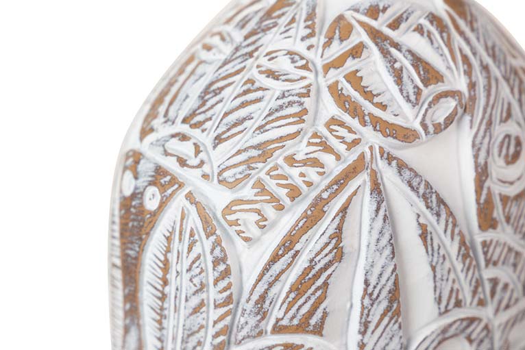 WHITE GOLD RESIN VASE 15x11x48 CM