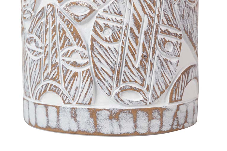 JARRON RESINA DORADO BLANCO 15x11x48 CM