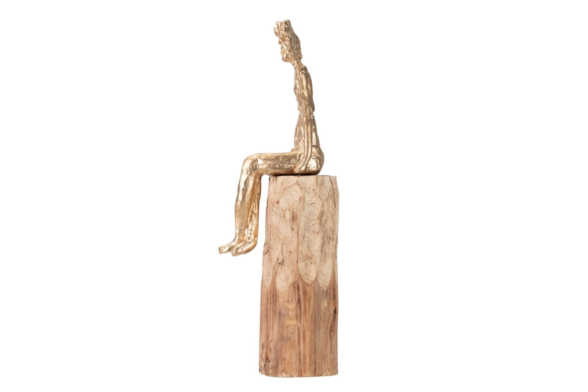FIGURA SEÑORA POLIRESINA MADERA MANGO 11x15x46 CM