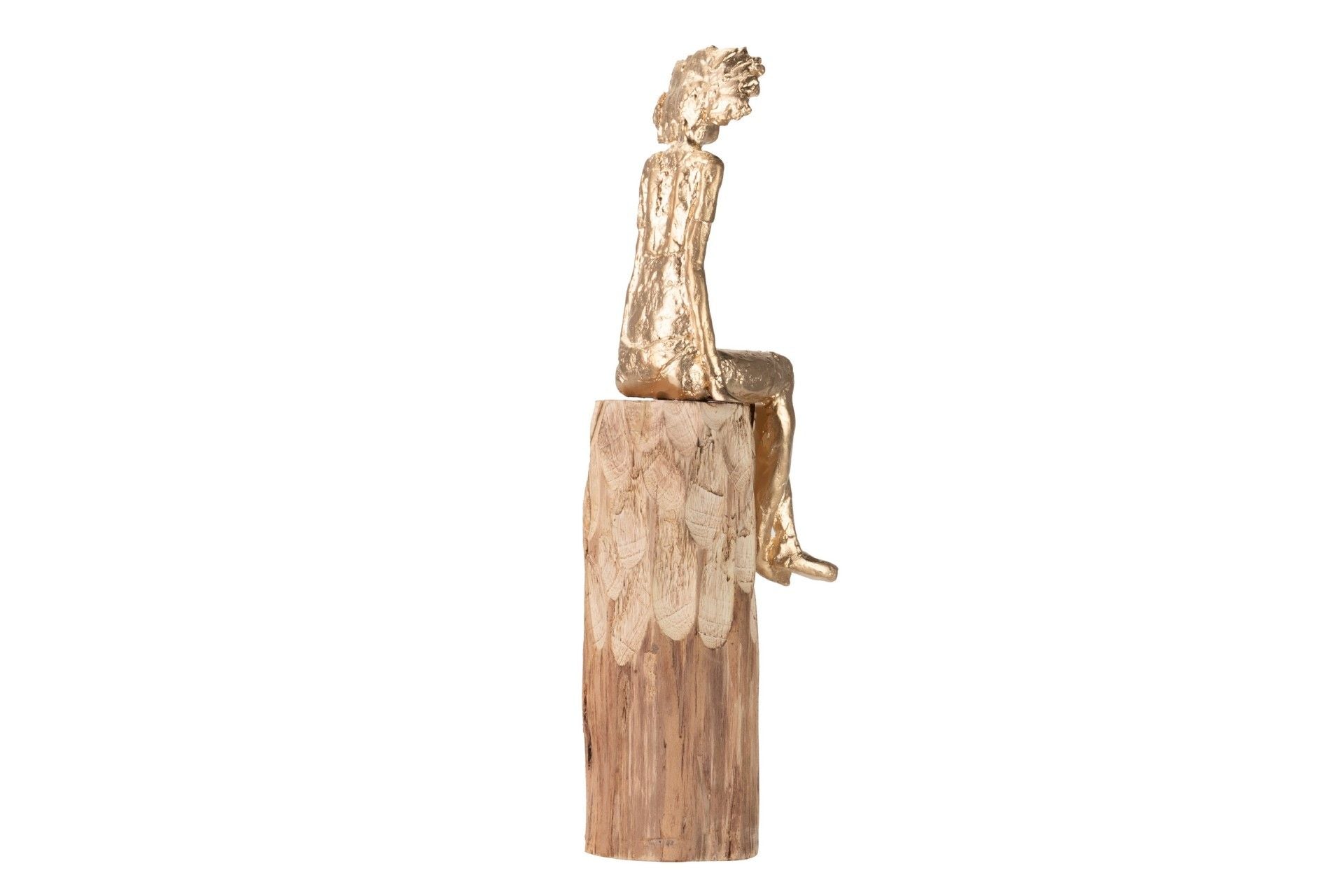 FIGURA SEÑORA POLIRESINA MADERA MANGO 11x15x46 CM