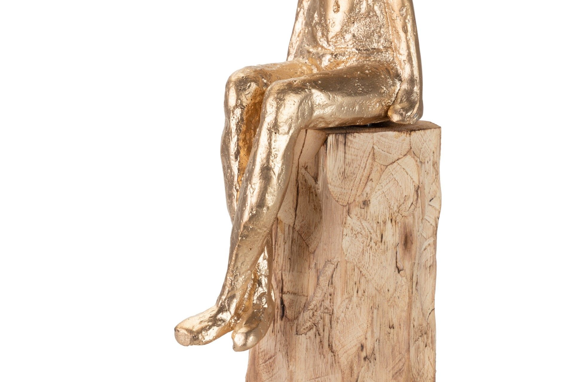 FIGURA SEÑORA POLIRESINA MADERA MANGO 11x15x46 CM