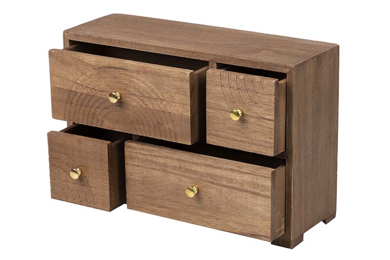 NATURAL CARVED WOOD JEWELRY BOX 27x11x17 CM