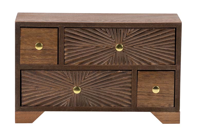 NATURAL CARVED WOOD JEWELRY BOX 27x11x17 CM