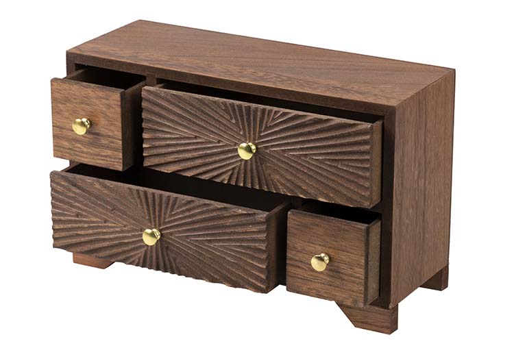 NATURAL CARVED WOOD JEWELRY BOX 27x11x17 CM