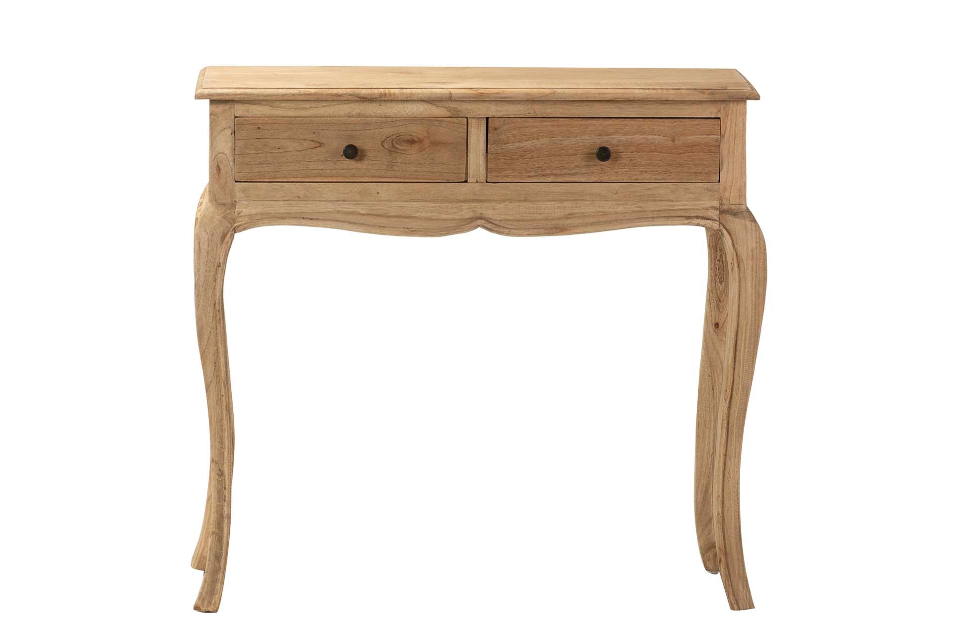 CONSOLA 2 CAJONES MADERA MINDI MARRON 85x30x80 CM