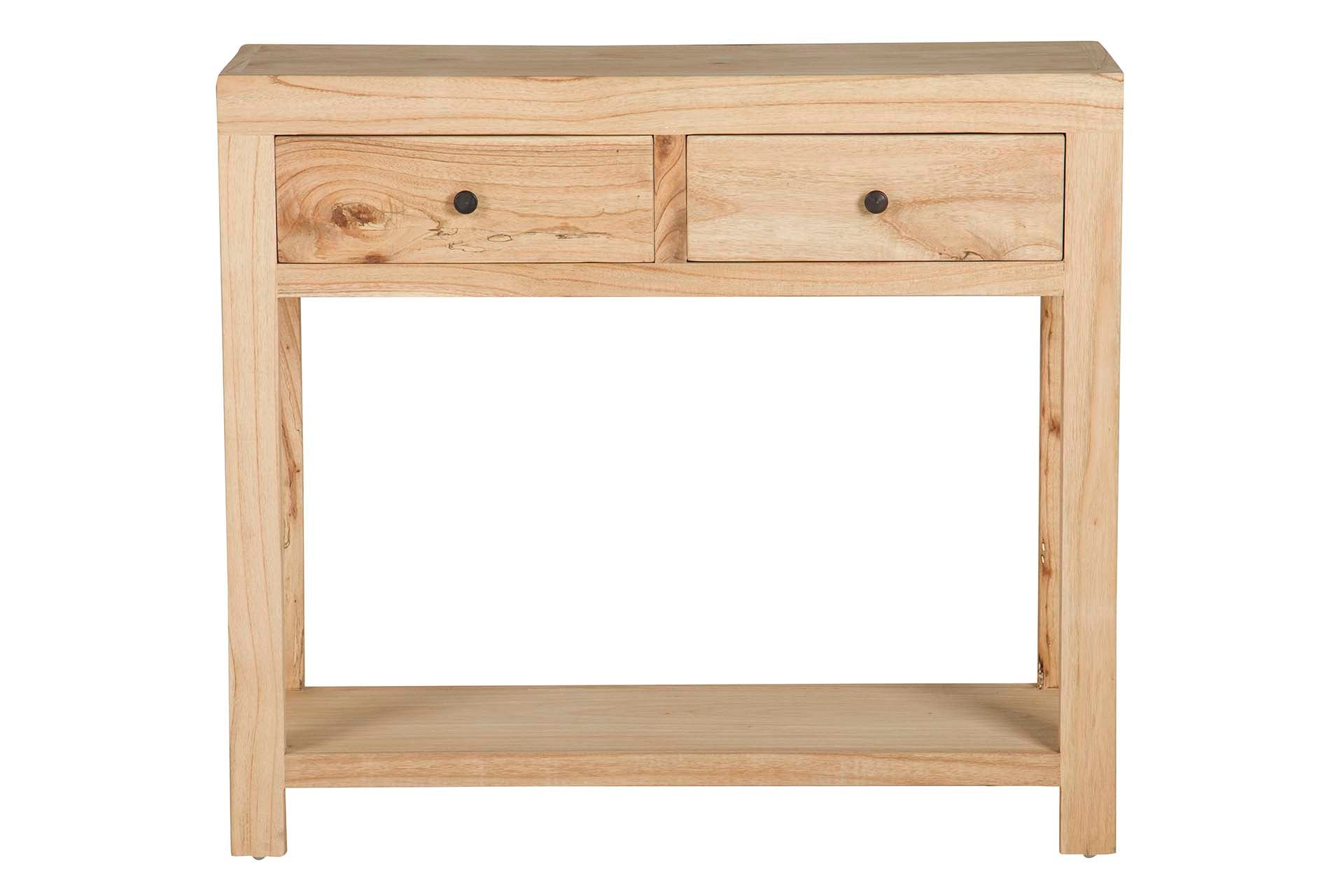 CONSOLA 2 CAJONES MADERA MINDI MARRON 90x30x80 CM